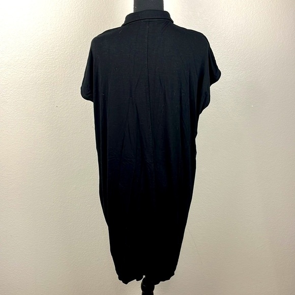 Eileen Fisher Shirt Dress Button Front Polo Collar Short Sleeves Black Knit M - Picture 5 of 10